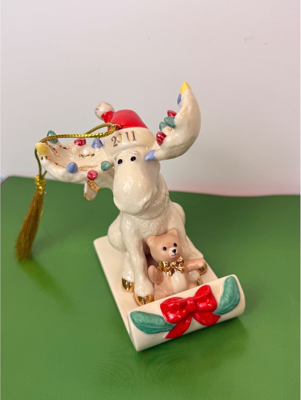 Lenox 2011 Merry Moosecapades Annual Christmas Ornament Porcelain Moose